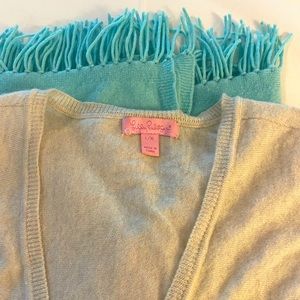 Tunic length cashmere sweater with fringe